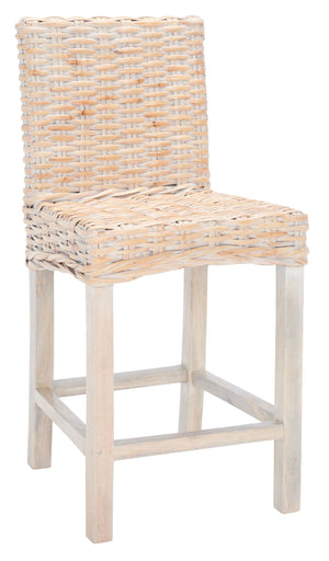 Safavieh Tobie Rattan Counter Stool – Coastal Cottage Charm With Durable Mango Wood & Rustic Style Appeal Natural White Wash BST6501D
