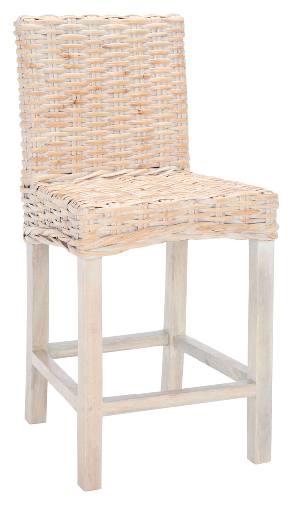 Safavieh Tobie Rattan Counter Stool – Coastal Cottage Charm With Durable Mango Wood & Rustic Style Appeal Natural White Wash BST6501D