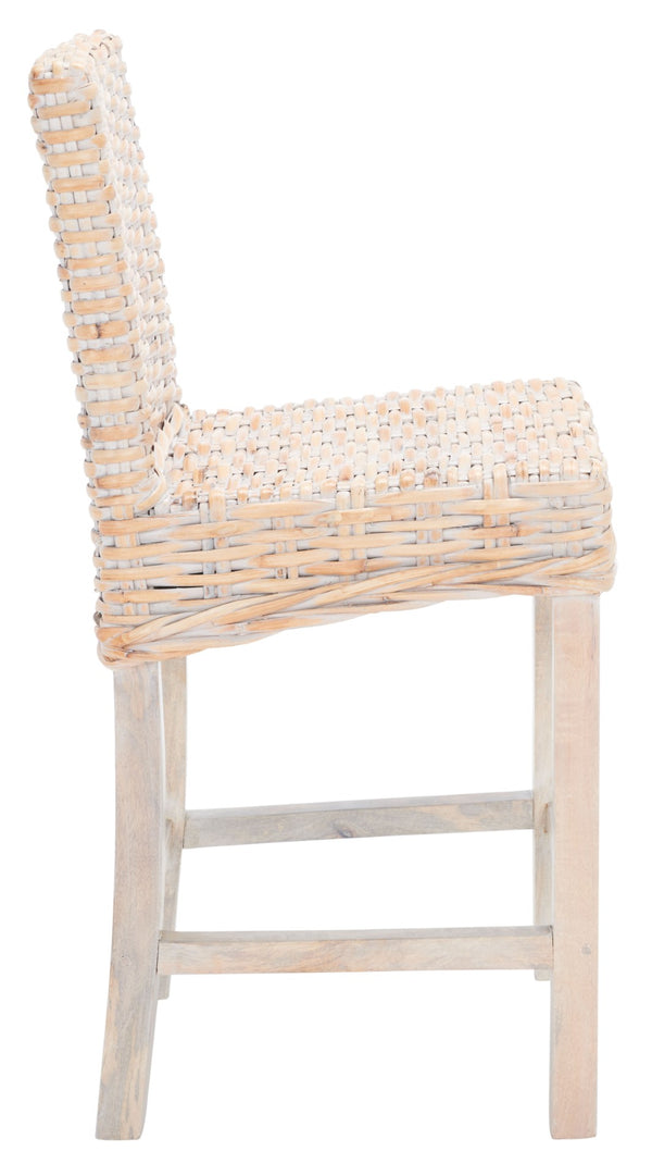 Safavieh Tobie Rattan Counter Stool – Coastal Cottage Charm With Durable Mango Wood & Rustic Style Appeal Natural White Wash BST6501D