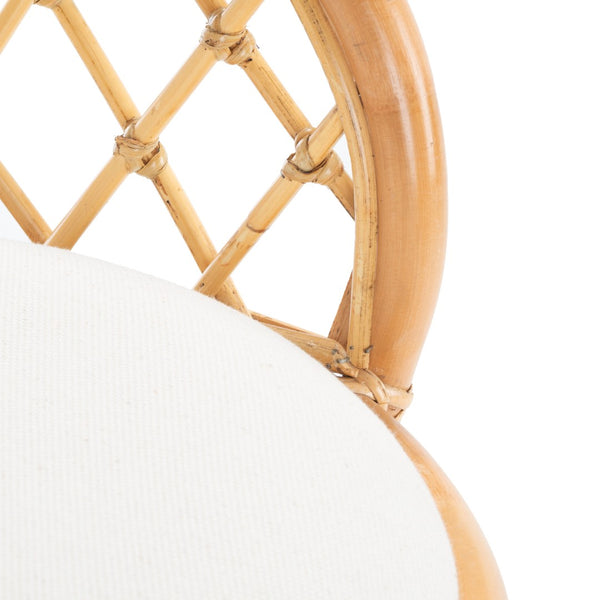 Safavieh Yuta Rattan Swivel Counter Stool - Handcrafted Mango Wood With Comfortable Cushion For Chic Dining Natural/White BST6504A