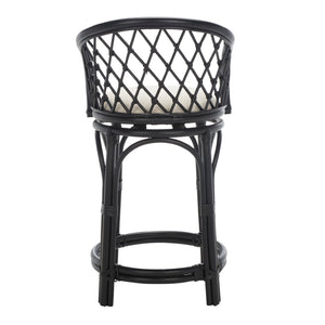 Safavieh Yuta Rattan Swivel Counter Stool - Handcrafted Mango Wood With Comfortable Cushion For Chic Dining Black / White BST6504B