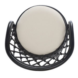 Safavieh Yuta Rattan Swivel Counter Stool - Handcrafted Mango Wood With Comfortable Cushion For Chic Dining Black / White BST6504B