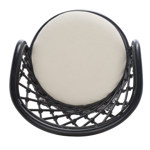 Safavieh Yuta Rattan Swivel Counter Stool - Handcrafted Mango Wood With Comfortable Cushion For Chic Dining Black / White BST6504B