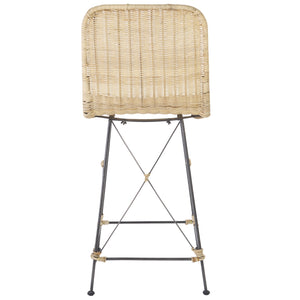 Safavieh Minerva Weaved Counter Stool - Chic Light Natural Rattan With Sleek Metal Legs For Modern Elegance Light Natural ,Black Metal & Rattan Bst6505a-set2