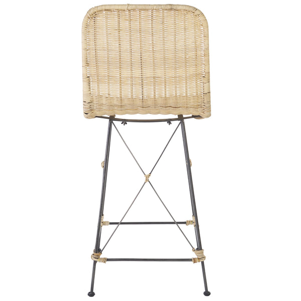 Safavieh Minerva Weaved Counter Stool - Chic Light Natural Rattan With Sleek Metal Legs For Modern Elegance Light Natural ,Black Metal & Rattan Bst6505a-set2