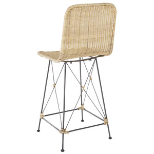 Safavieh Minerva Weaved Counter Stool - Chic Light Natural Rattan With Sleek Metal Legs For Modern Elegance Light Natural ,Black Metal & Rattan Bst6505a-set2