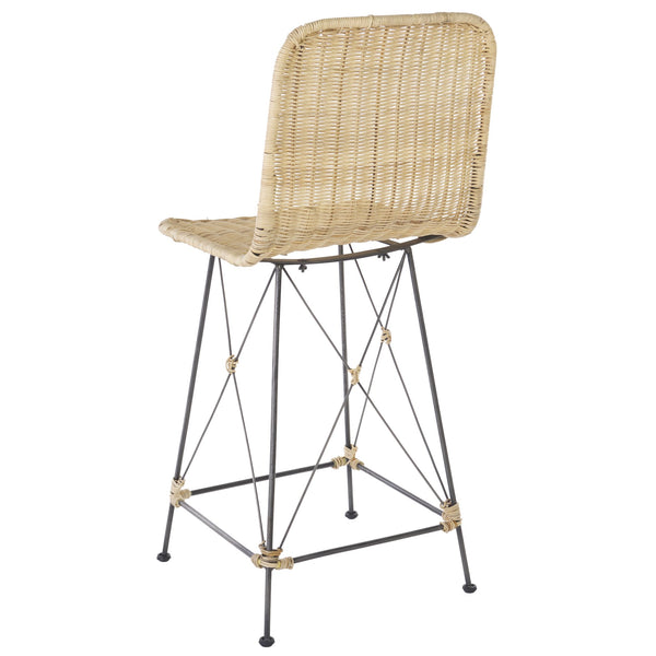 Safavieh Minerva Weaved Counter Stool - Chic Light Natural Rattan With Sleek Metal Legs For Modern Elegance Light Natural ,Black Metal & Rattan Bst6505a-set2