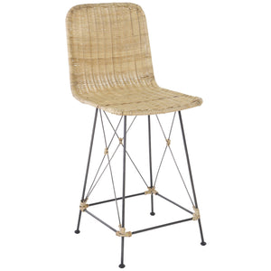 Safavieh Minerva Weaved Counter Stool - Chic Light Natural Rattan With Sleek Metal Legs For Modern Elegance Light Natural ,Black Metal & Rattan Bst6505a-set2