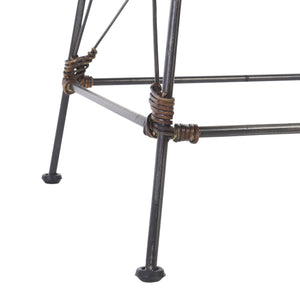 Safavieh Minerva Weaved Counter Stool - Chic Light Natural Rattan With Sleek Metal Legs For Modern Elegance Dark Brown ,Black Metal & Rattan Bst6505b-set2