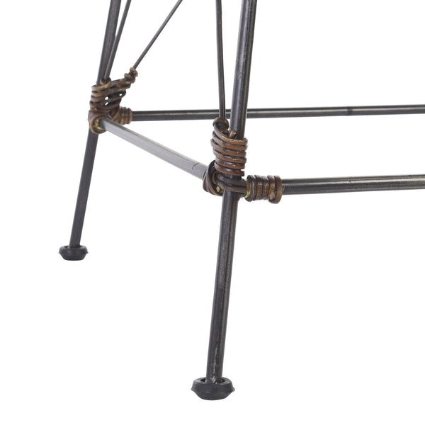 Safavieh Minerva Weaved Counter Stool - Chic Light Natural Rattan With Sleek Metal Legs For Modern Elegance Dark Brown ,Black Metal & Rattan Bst6505b-set2