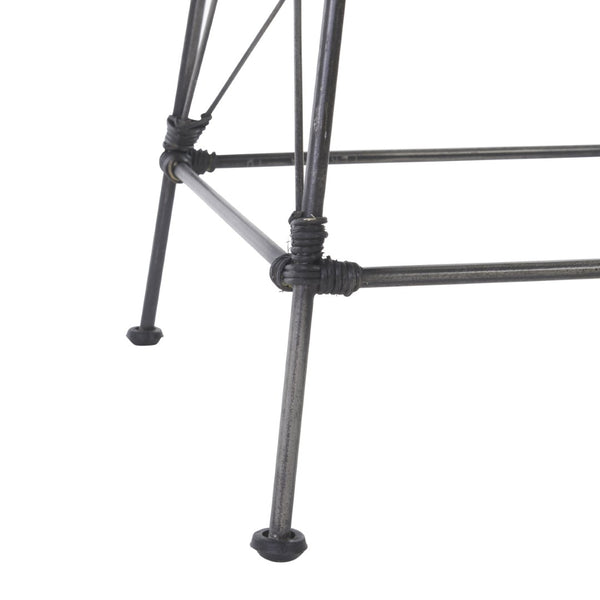 Safavieh MINERVA Weaved Counter Stool - Handcrafted Rattan Seat with Stylish Metal Frame for Modern Spaces Black / Black BST6505C-SET2