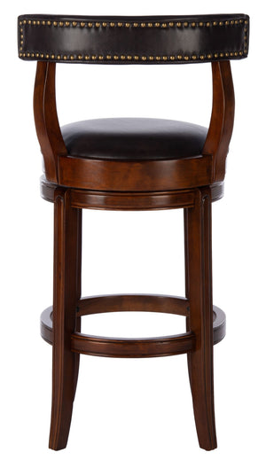 Safavieh Luigi Barstool – Elegant British Pub-Inspired Design With Brown Pu Leather & Walnut Frame For Comfort BST7001A