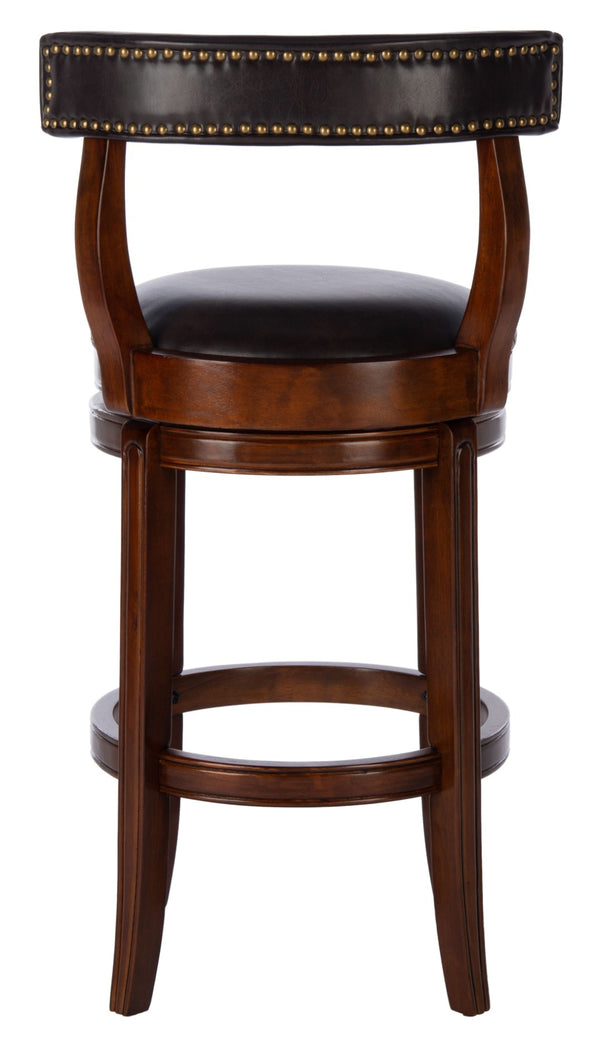 Safavieh Luigi Barstool – Elegant British Pub-Inspired Design With Brown Pu Leather & Walnut Frame For Comfort BST7001A