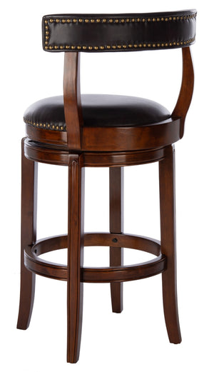 Safavieh Luigi Barstool – Elegant British Pub-Inspired Design With Brown Pu Leather & Walnut Frame For Comfort BST7001A