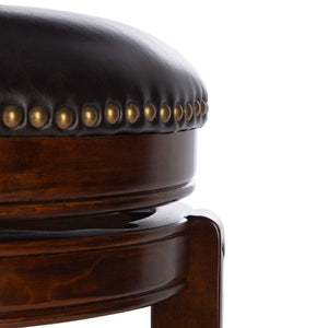 Safavieh Luigi Barstool – Elegant British Pub-Inspired Design With Brown Pu Leather & Walnut Frame For Comfort BST7001A