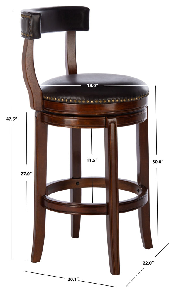 Safavieh Luigi Barstool – Elegant British Pub-Inspired Design With Brown Pu Leather & Walnut Frame For Comfort BST7001A