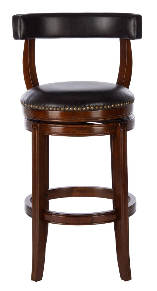 Safavieh Luigi Barstool – Elegant British Pub-Inspired Design With Brown Pu Leather & Walnut Frame For Comfort BST7001A