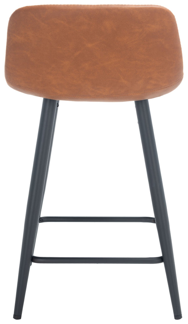 Safavieh Asena Counter Stool - Mid-Century Modern Design With Vegan Leather Seat For Stylish Kitchen Seating Cigar / Black BST7500A