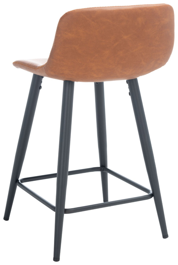 Safavieh Asena Counter Stool - Mid-Century Modern Design With Vegan Leather Seat For Stylish Kitchen Seating Cigar / Black BST7500A