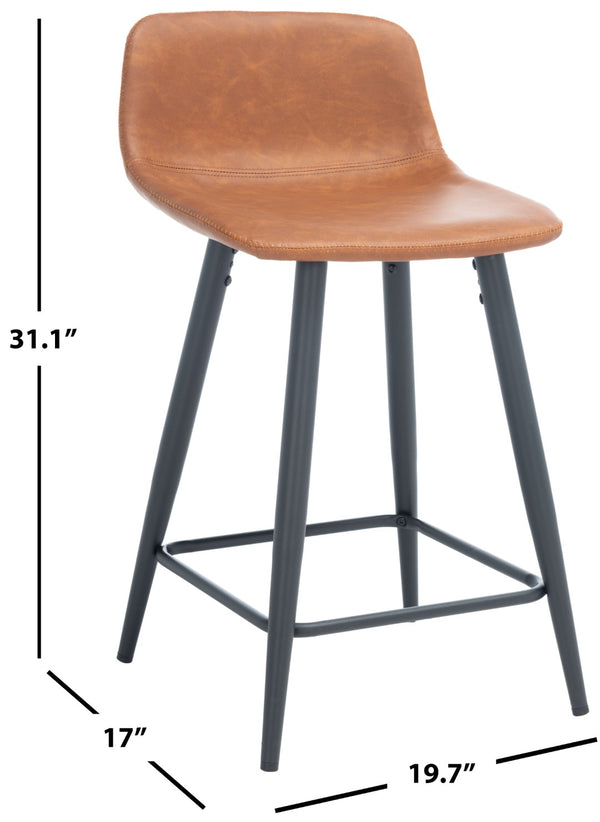 Safavieh Asena Counter Stool - Mid-Century Modern Design With Vegan Leather Seat For Stylish Kitchen Seating Cigar / Black BST7500A