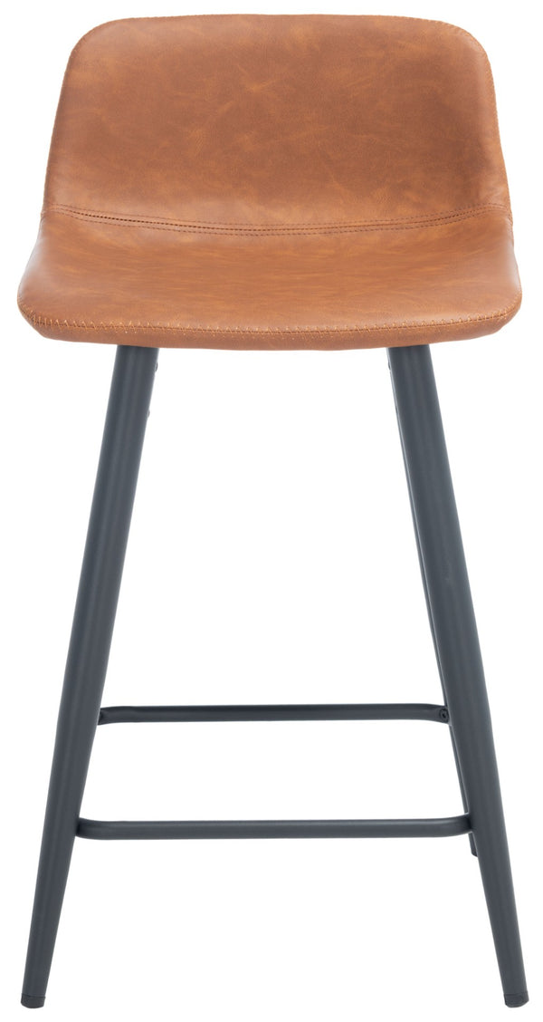 Safavieh Asena Counter Stool - Mid-Century Modern Design With Vegan Leather Seat For Stylish Kitchen Seating Cigar / Black BST7500A