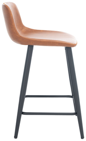 Safavieh Asena Counter Stool - Mid-Century Modern Design With Vegan Leather Seat For Stylish Kitchen Seating Cigar / Black BST7500A