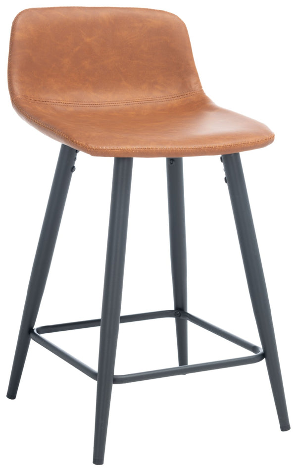 Safavieh Asena Counter Stool - Mid-Century Modern Design With Vegan Leather Seat For Stylish Kitchen Seating Cigar / Black BST7500A
