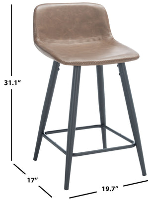 Safavieh Asena Counter Stool - Mid-Century Modern Design With Vegan Leather Seat For Stylish Kitchen Seating Saddle / Black BST7500B