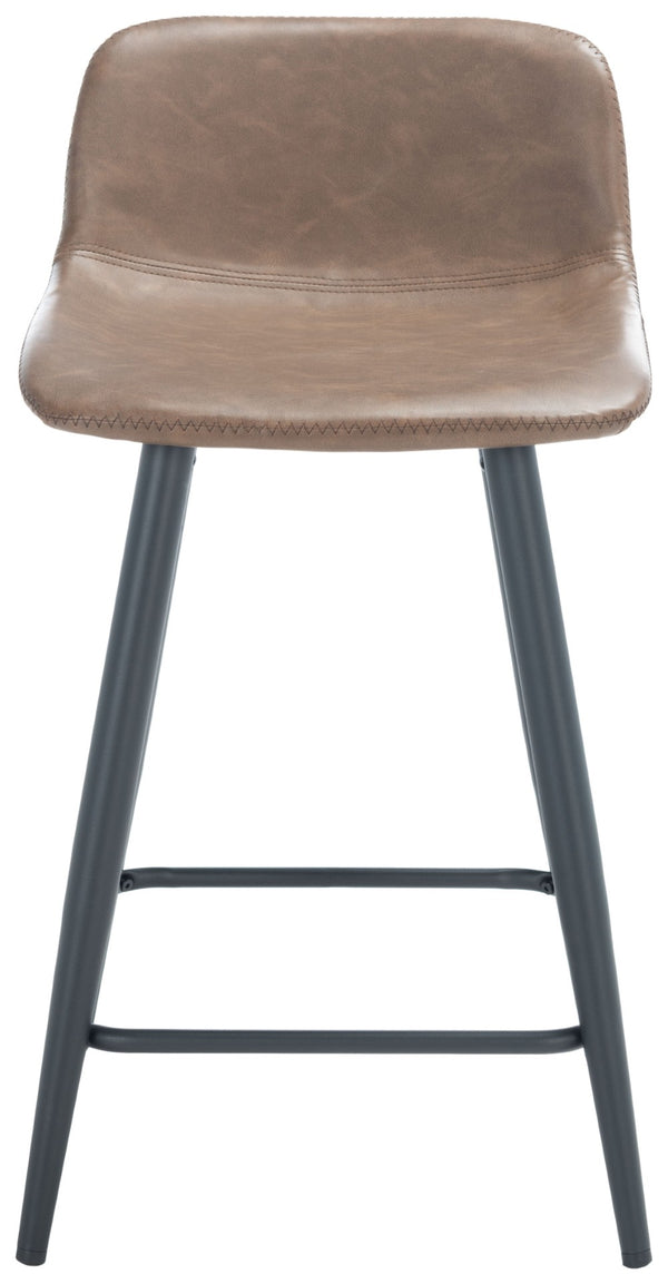 Safavieh Asena Counter Stool - Mid-Century Modern Design With Vegan Leather Seat For Stylish Kitchen Seating Saddle / Black BST7500B