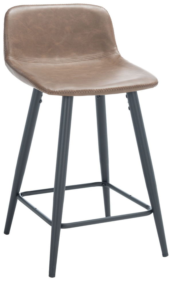 Safavieh Asena Counter Stool - Mid-Century Modern Design With Vegan Leather Seat For Stylish Kitchen Seating Saddle / Black BST7500B