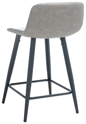 Safavieh Asena Counter Stool - Mid-Century Modern Design With Vegan Leather Seat For Stylish Kitchen Seating Grey / Black BST7500C