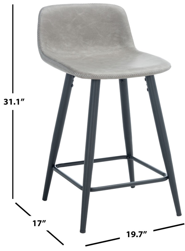 Safavieh Asena Counter Stool - Mid-Century Modern Design With Vegan Leather Seat For Stylish Kitchen Seating Grey / Black BST7500C