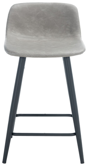 Safavieh Asena Counter Stool - Mid-Century Modern Design With Vegan Leather Seat For Stylish Kitchen Seating Grey / Black BST7500C