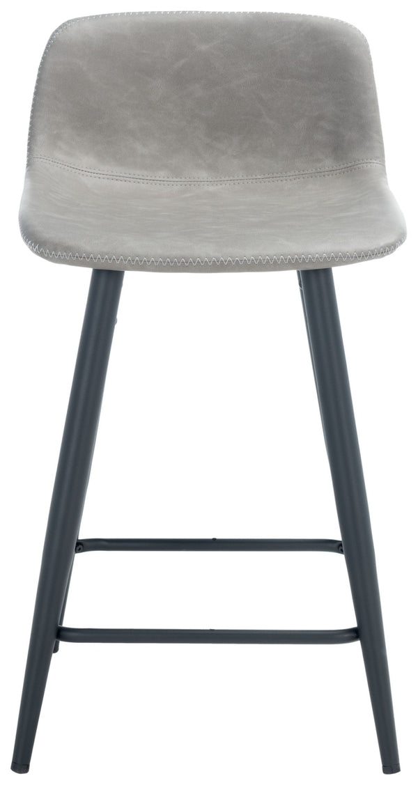 Safavieh Asena Counter Stool - Mid-Century Modern Design With Vegan Leather Seat For Stylish Kitchen Seating Grey / Black BST7500C