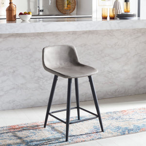 Safavieh Asena Counter Stool - Mid-Century Modern Design With Vegan Leather Seat For Stylish Kitchen Seating Grey / Black BST7500C