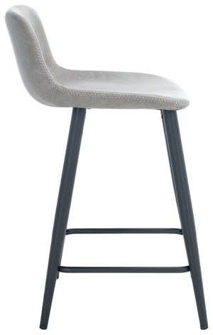 Safavieh Asena Counter Stool - Mid-Century Modern Design With Vegan Leather Seat For Stylish Kitchen Seating Grey / Black BST7500C