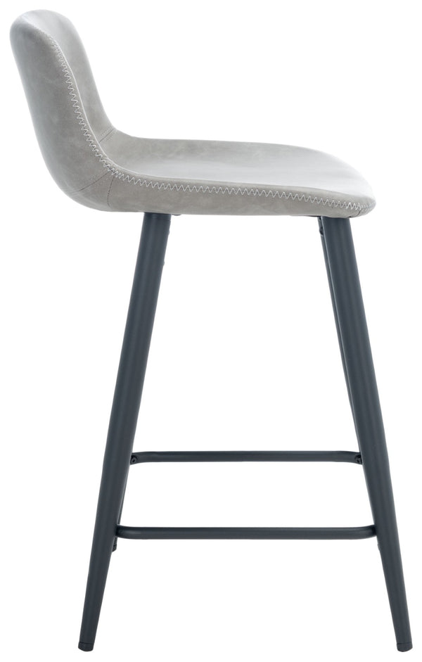 Safavieh Asena Counter Stool - Mid-Century Modern Design With Vegan Leather Seat For Stylish Kitchen Seating Grey / Black BST7500C