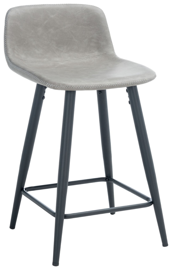 Safavieh Asena Counter Stool - Mid-Century Modern Design With Vegan Leather Seat For Stylish Kitchen Seating Grey / Black BST7500C