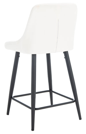 Safavieh Helga Counter Stool - Mid-Century Modern Velvet Elegance With Sculptural Design For Stylish Seating Ivory / Black BST7501A