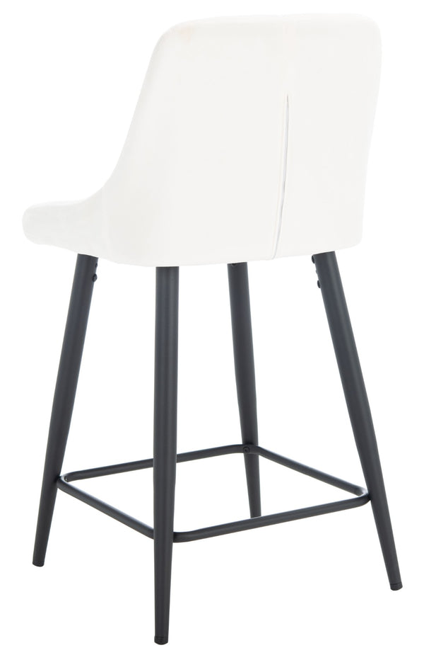Safavieh Helga Counter Stool - Mid-Century Modern Velvet Elegance With Sculptural Design For Stylish Seating Ivory / Black BST7501A