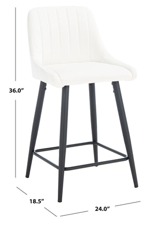 Safavieh Helga Counter Stool - Mid-Century Modern Velvet Elegance With Sculptural Design For Stylish Seating Ivory / Black BST7501A