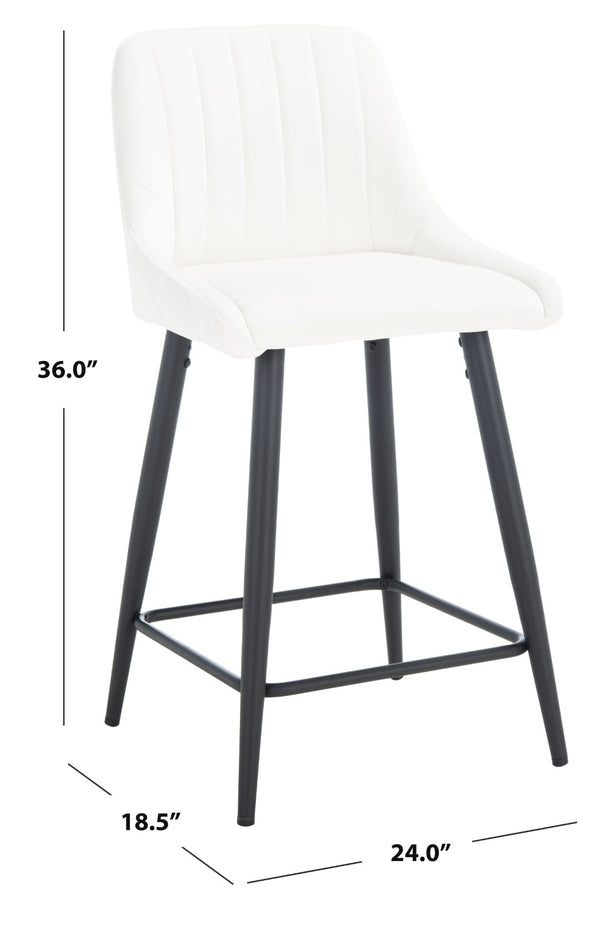 Safavieh Helga Counter Stool - Mid-Century Modern Velvet Elegance With Sculptural Design For Stylish Seating Ivory / Black BST7501A