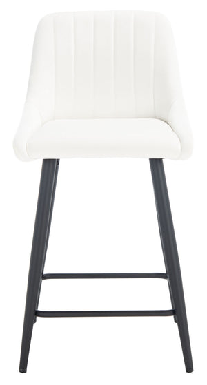 Safavieh Helga Counter Stool - Mid-Century Modern Velvet Elegance With Sculptural Design For Stylish Seating Ivory / Black BST7501A