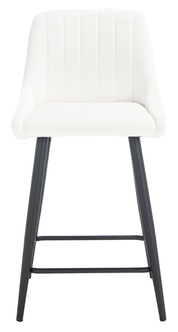Safavieh Helga Counter Stool - Mid-Century Modern Velvet Elegance With Sculptural Design For Stylish Seating Ivory / Black BST7501A