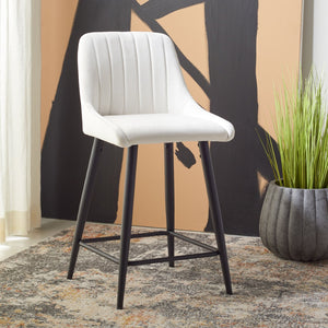 Safavieh Helga Counter Stool - Mid-Century Modern Velvet Elegance With Sculptural Design For Stylish Seating Ivory / Black BST7501A