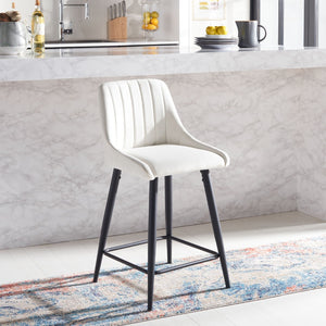 Safavieh Helga Counter Stool - Mid-Century Modern Velvet Elegance With Sculptural Design For Stylish Seating Ivory / Black BST7501A