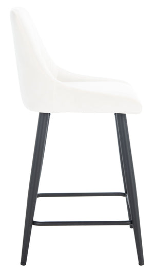 Safavieh Helga Counter Stool - Mid-Century Modern Velvet Elegance With Sculptural Design For Stylish Seating Ivory / Black BST7501A