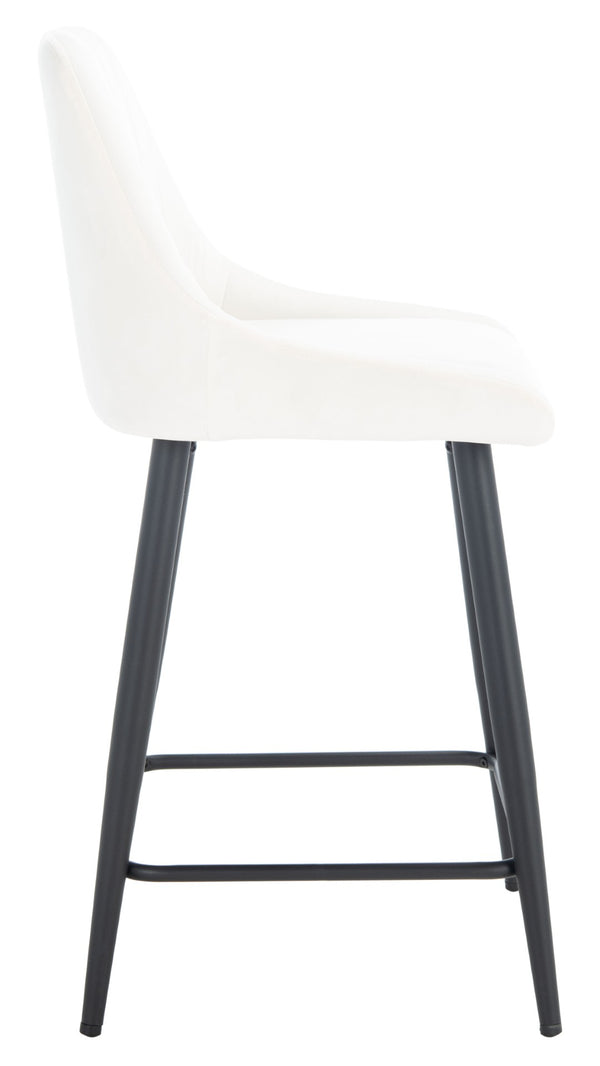 Safavieh Helga Counter Stool - Mid-Century Modern Velvet Elegance With Sculptural Design For Stylish Seating Ivory / Black BST7501A
