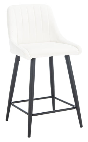 Safavieh Helga Counter Stool - Mid-Century Modern Velvet Elegance With Sculptural Design For Stylish Seating Ivory / Black BST7501A