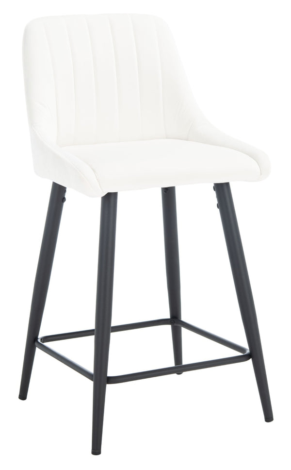 Safavieh Helga Counter Stool - Mid-Century Modern Velvet Elegance With Sculptural Design For Stylish Seating Ivory / Black BST7501A